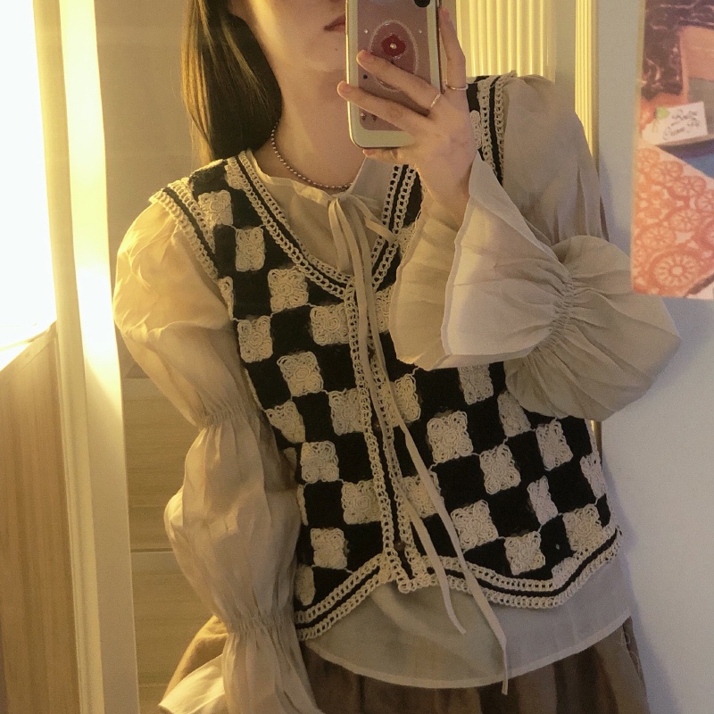 Áo Len Dệt Kim Không Tay Thiết Kế Đơn Giản Dễ Phối Đồ