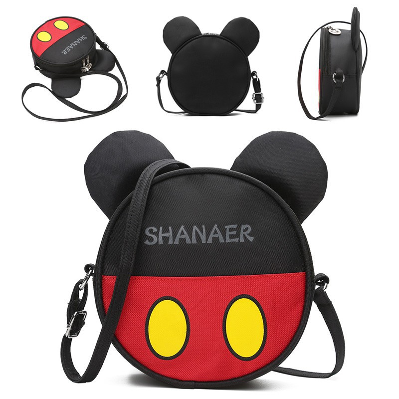 Túi đeo chéo làm từ da PU in họa tiết đơn giản thời trang cho bé dễ thương