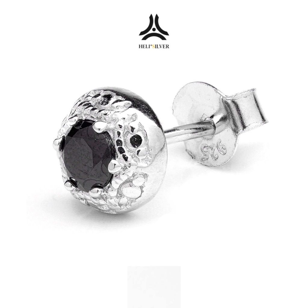Khuyên tai bạc nam, nữ HeliSilver Luna - Đá Trắng KTB107