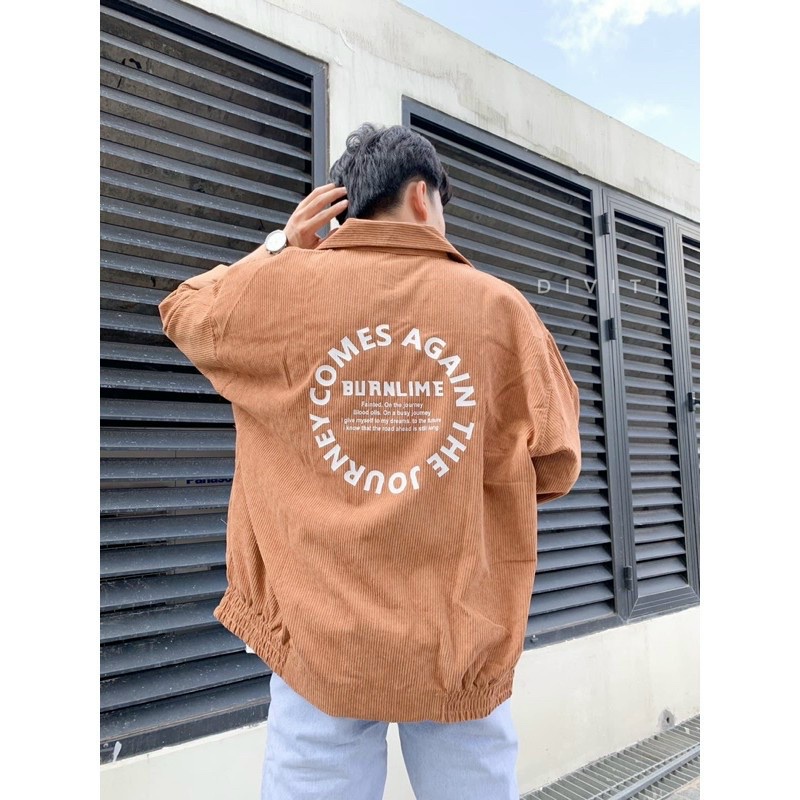 Áo Khoác Nhung Gân JONEY COMIC AGAIN Form Rộng Tay Dài Unisex Nam Nữ Ulzzang