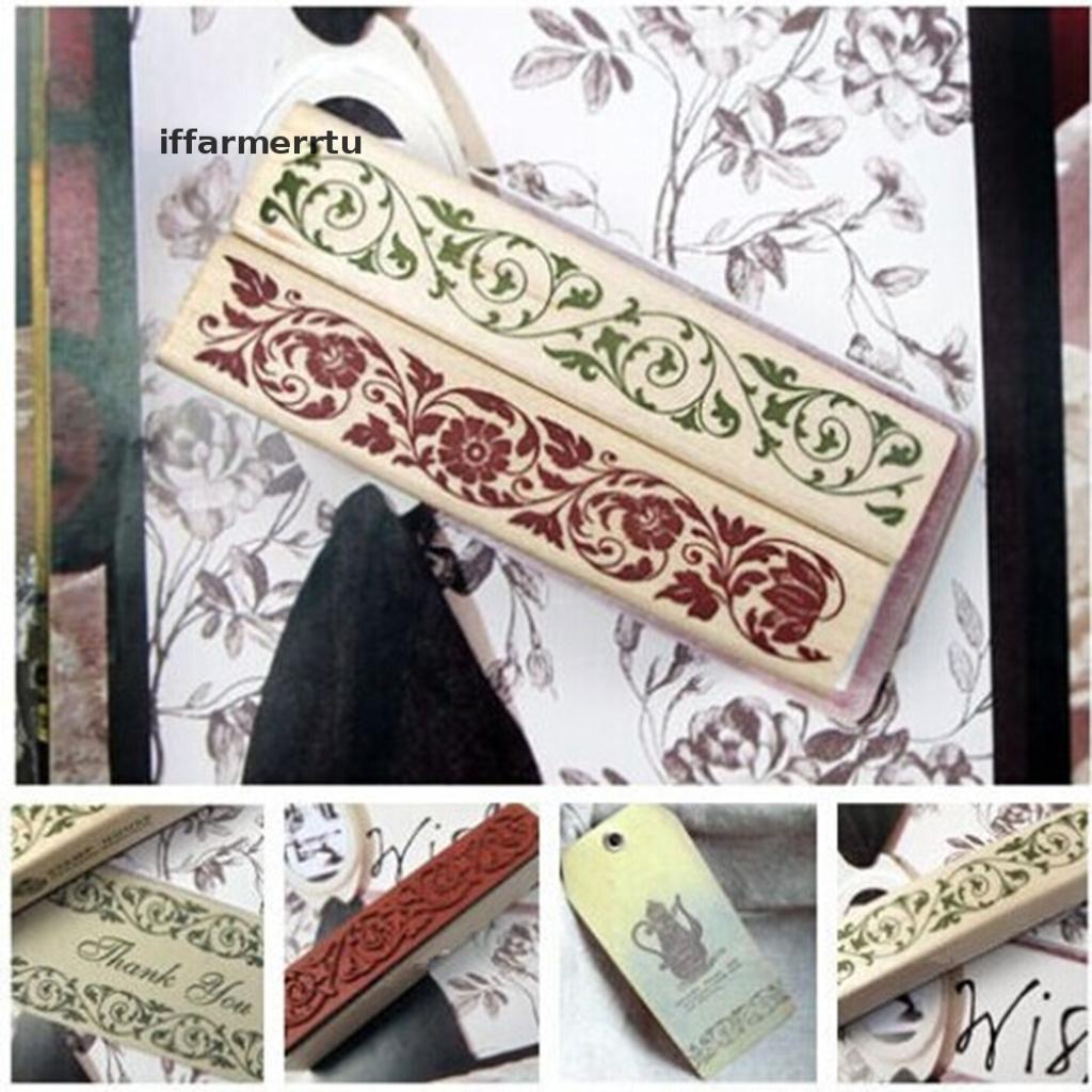 {iffarmerrtu} NEW Wooden Rubber Flower Lace Stamp Floral Seal Scrapbook Handwrite Wedding Craft For Decoration hye