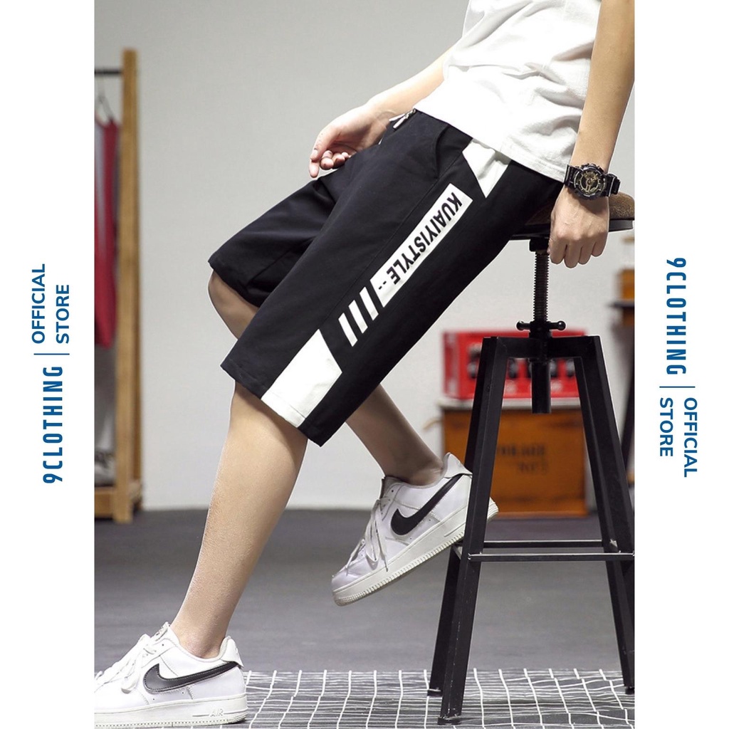 Quần đùi nam kaki dáng thể thao phối viền 4 màu trẻ trung năng động phong cách streetwear Ulzzang Hàn từ 9CLOTHING
