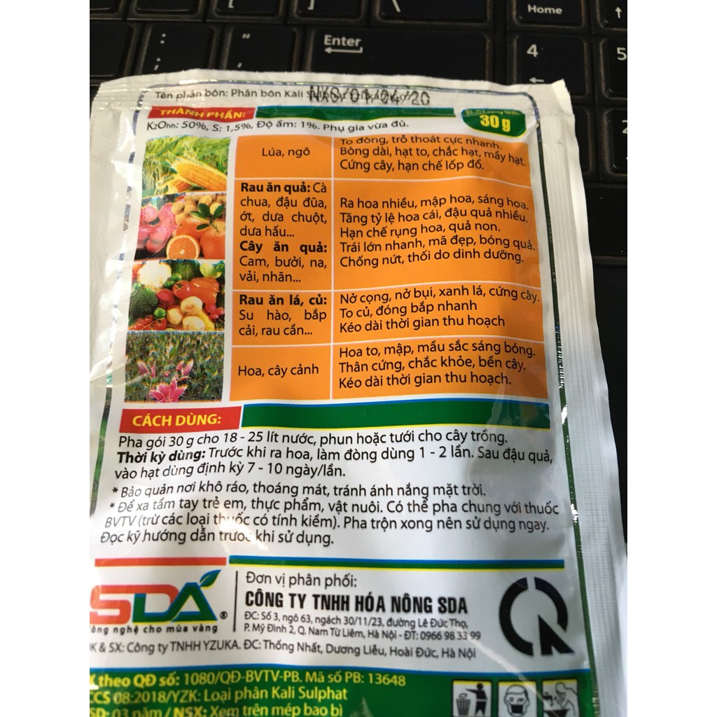 02 gói phân bón cao cấp SIÊU KALI gói 30gr