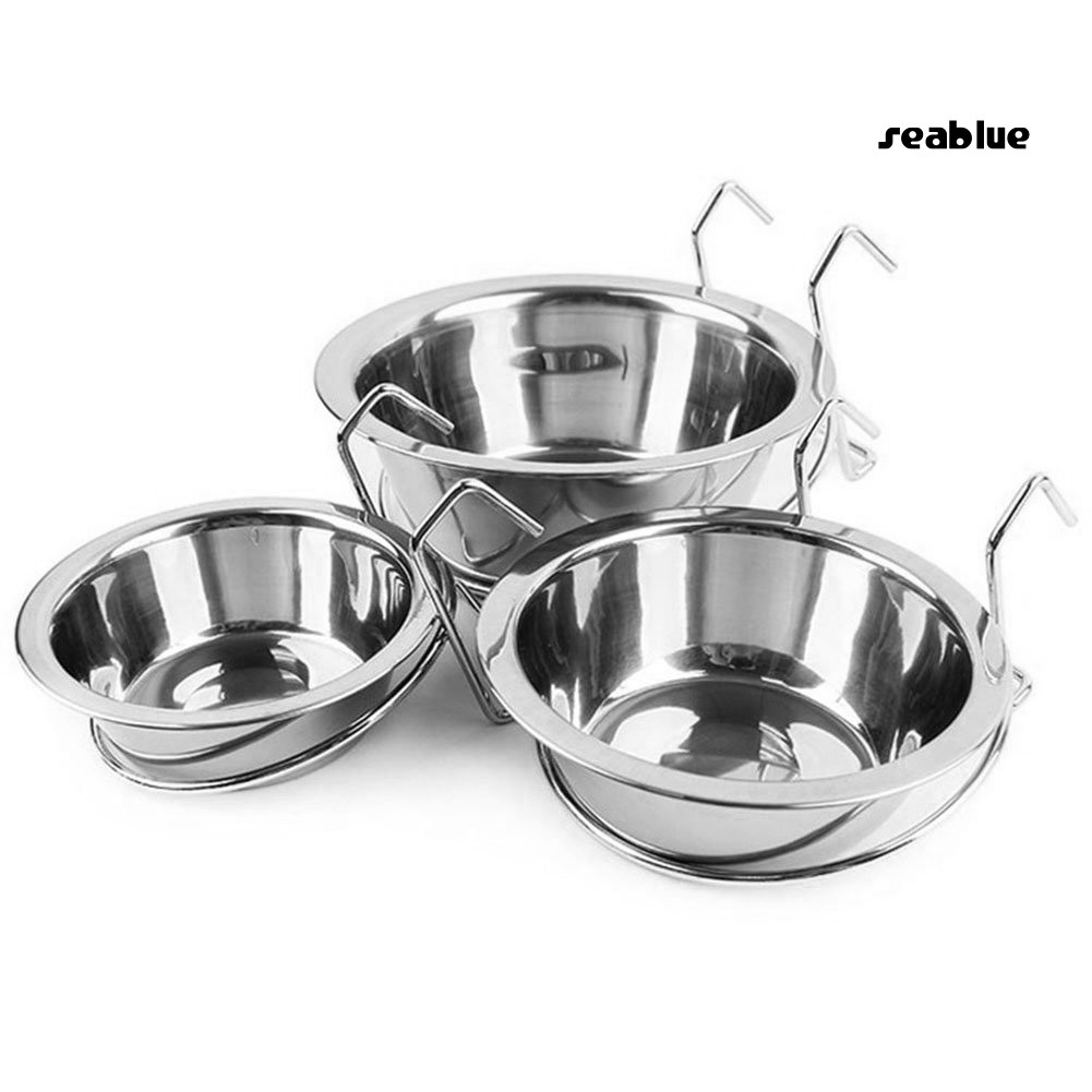 Bát kim loại đựng thức ăn / nước uống chống trượt cho thú cưng kèm giá đỡ