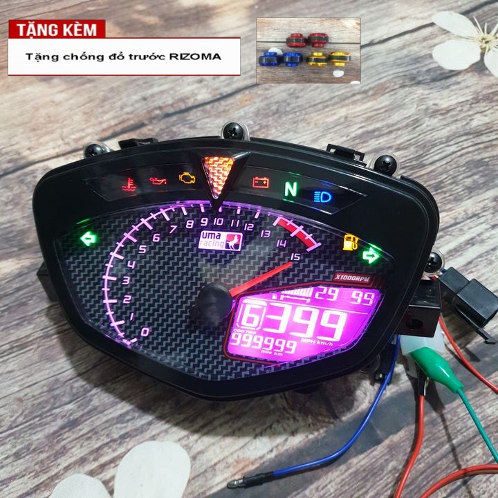 Đồng hồ điện tử UMA Racing gắn xe Sirius và Exciter - Tặng ngay đôi chống đổ trước răng cưa - S1339