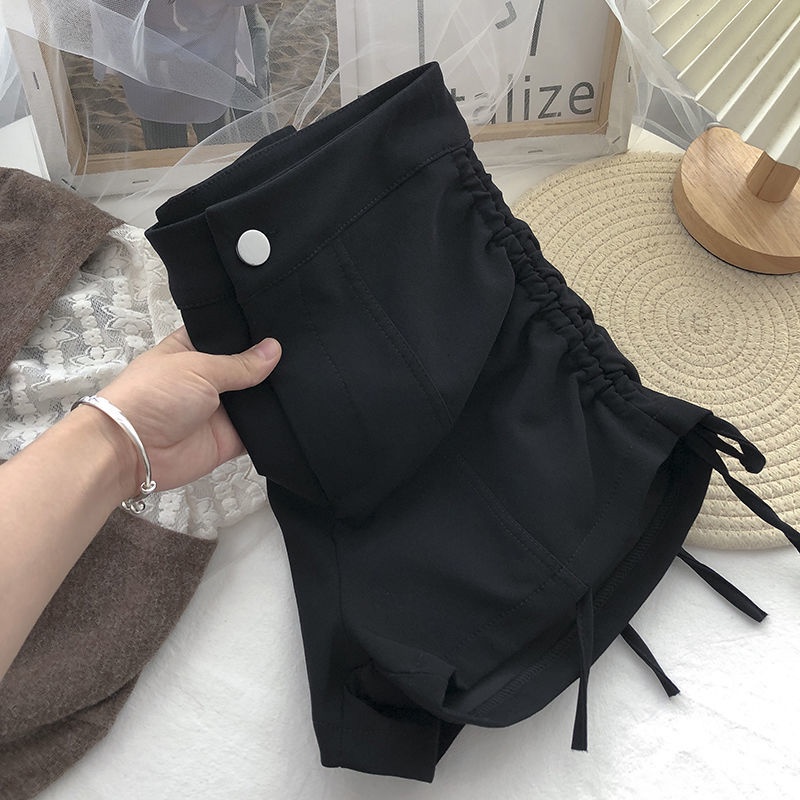 Quần Đen Lưng Cao Cài Nút Phong Cách Hàn Quốc Dễ Phối Đồ