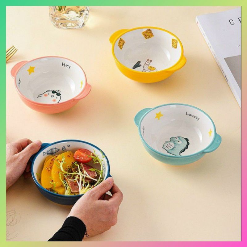 Bác ăn dặm cho bé,chén ăn dặm bằng sứ(loại lớn),kiểu hình cá,kiểu hai quai đáng yêu