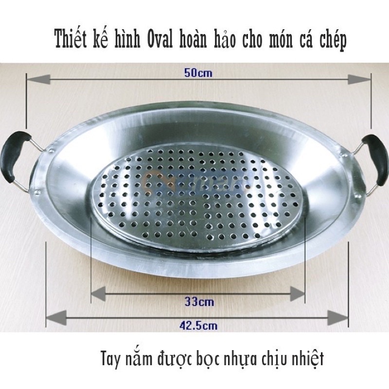 Khay Cá Chép Om Dưa Inox Size To 2 Lớp,Đun Được Mọi Loại Bếp