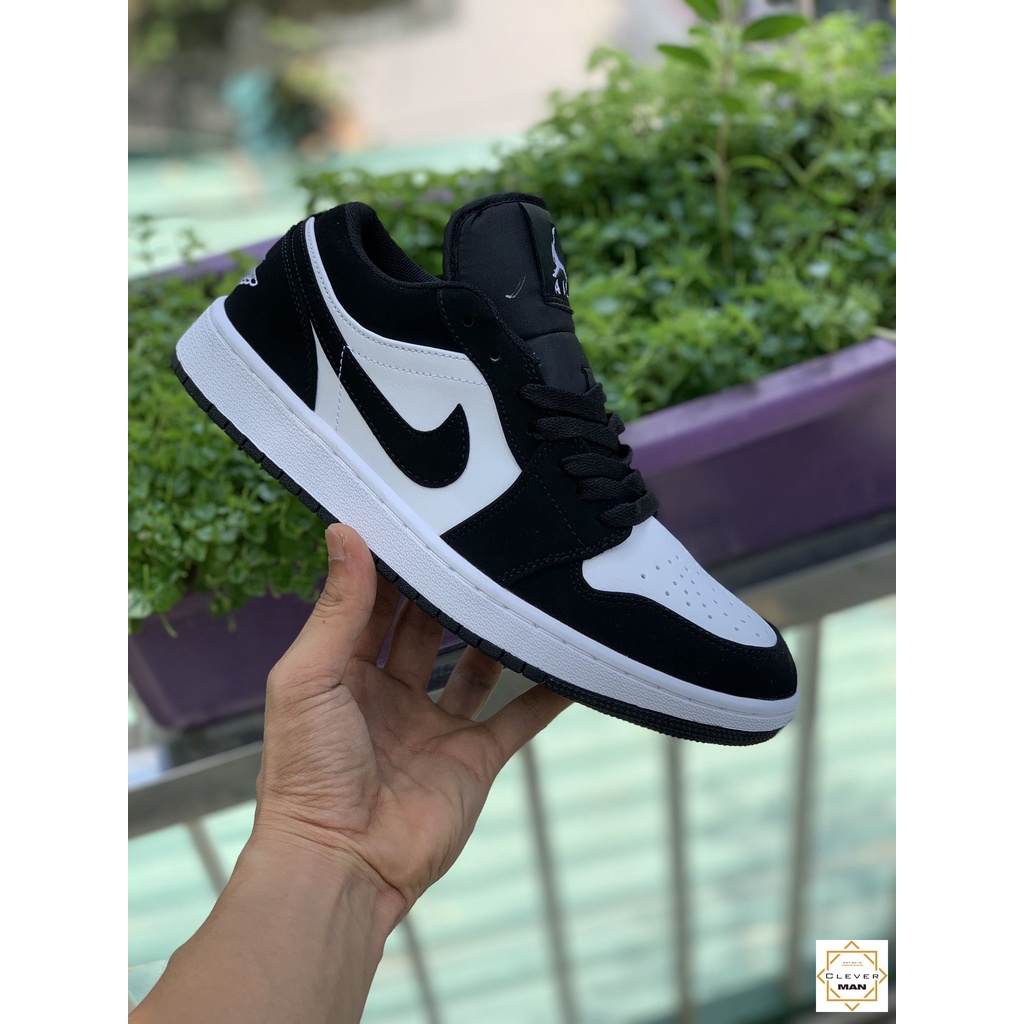 (FREESHIP+FULLBOX) Giày Thể Thao AIR JORDAN 1 Low Black White Đen Trắng Da Lộn Cổ Thấp  Clever Man Store