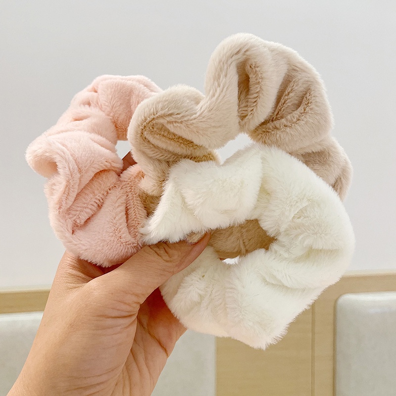 Dây buộc tóc bằng vải lông thỏ mềm mại đáng yêu