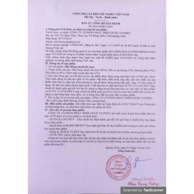 Dầu Húng Chanh Gold Lên Men - Mẫu mới nhất, chính hãng