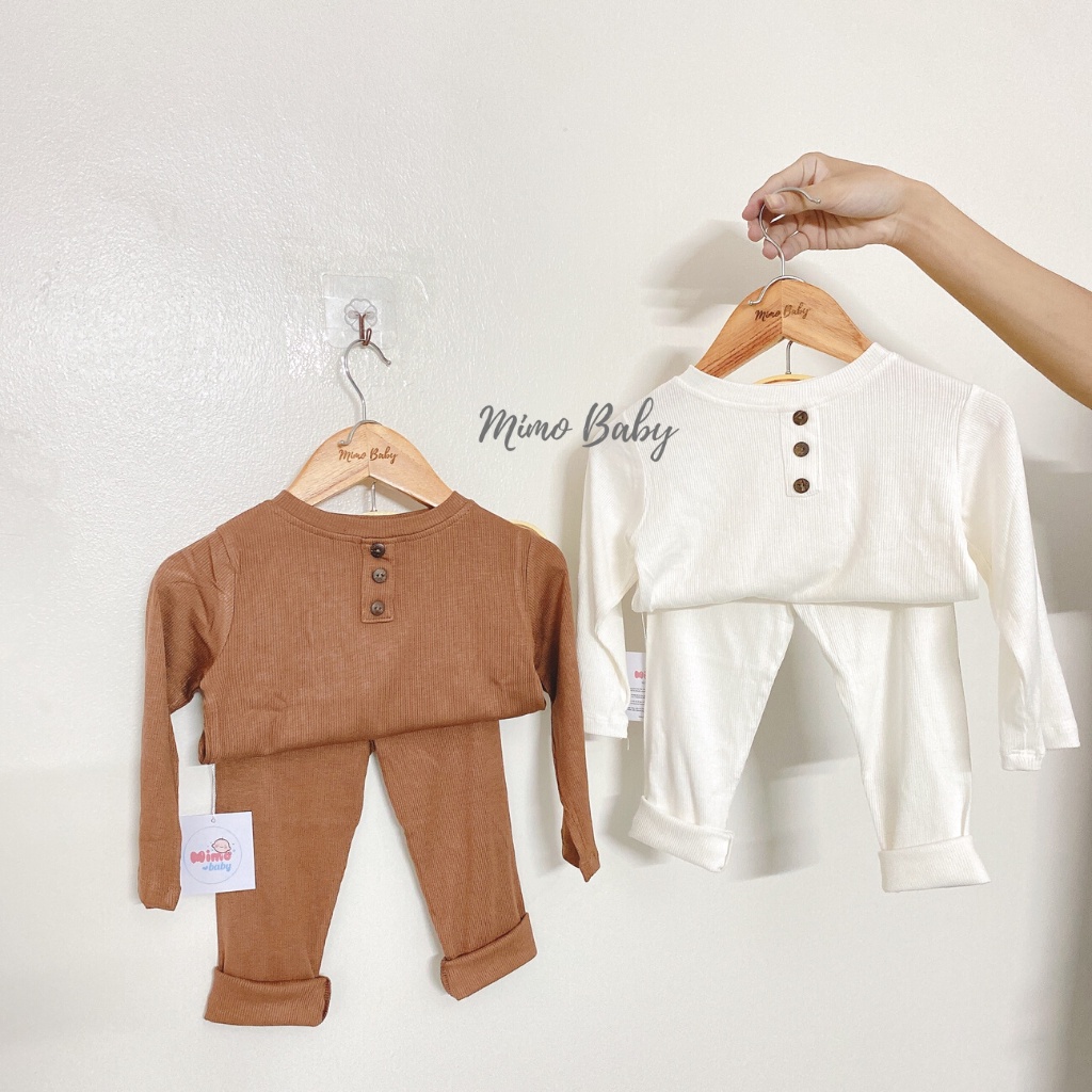 Bộ quần áo dài tay chất liệu thun tăm co dãn mùa thu đông cho bé QA38 Mimo Baby