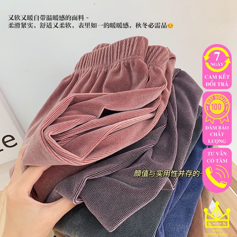 Quần Nhung Ống Rộng Hàng Quảng Châu Bo Gấu Co Giãn Siêu Mềm Mã 1720