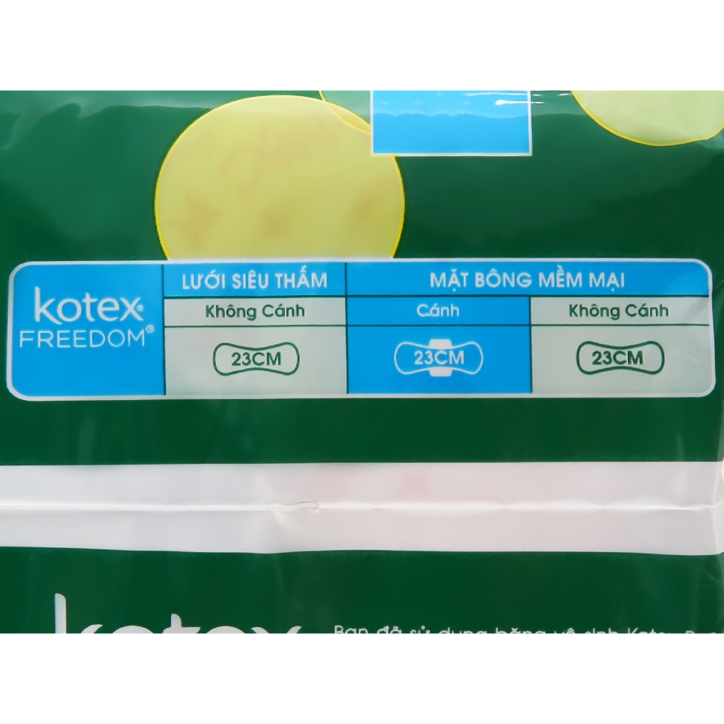 Băng vệ sinh dày có cánh Kotex Freedom gói 8 miếng x 23cm
