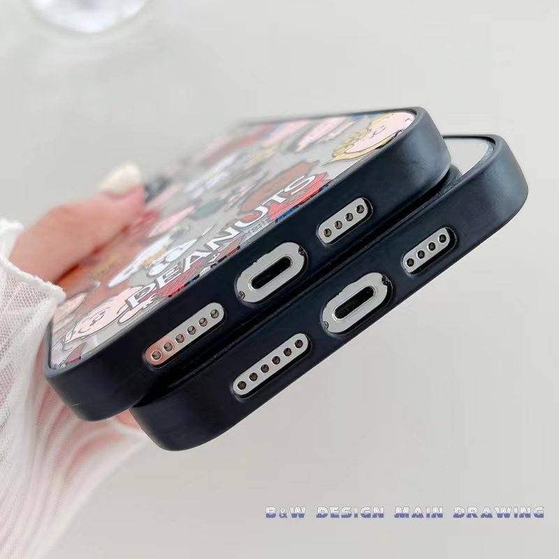 Ốp Điện Thoại Acrylic Cứng Tráng Gương Hình Snoopy Và Những Người Bạn Dễ Thương Cho iPhone 13 12 11 Pro MAX XR IX XS MAX 7 8 Plus