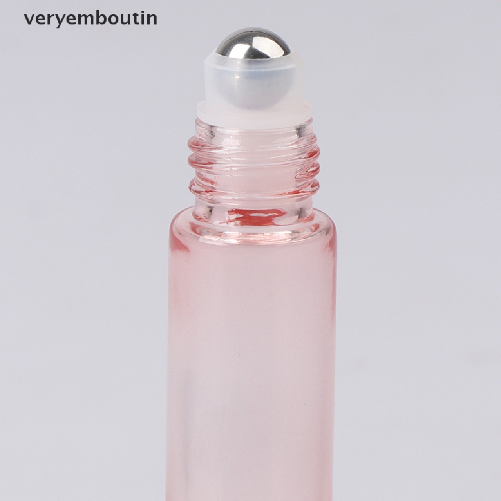 [Hàng mới về] Chai thủy tinh rỗng đựng tinh dầu thơm dạng lăn màu hồng 10ml