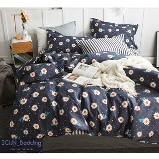set CÚC HỌA MI TÍM bộ Chăn Ga Gối 4 món COTTON ORGANIC 100% nhập khẩu HÀN QUỐC