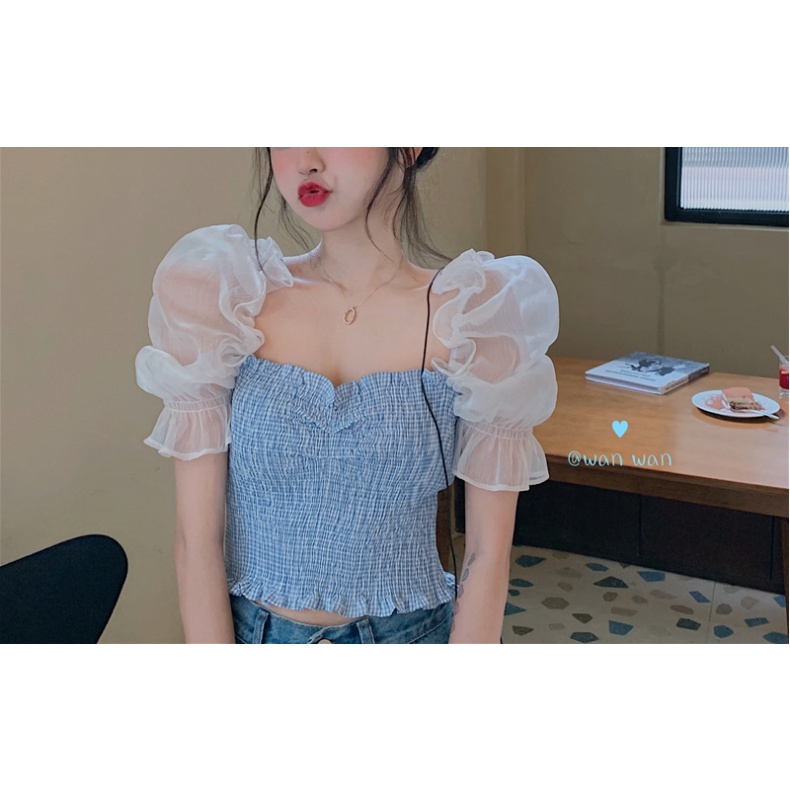 Áo Croptop Tay Phồng Dài Thời Trang Mùa Hè Hàn Quốc
