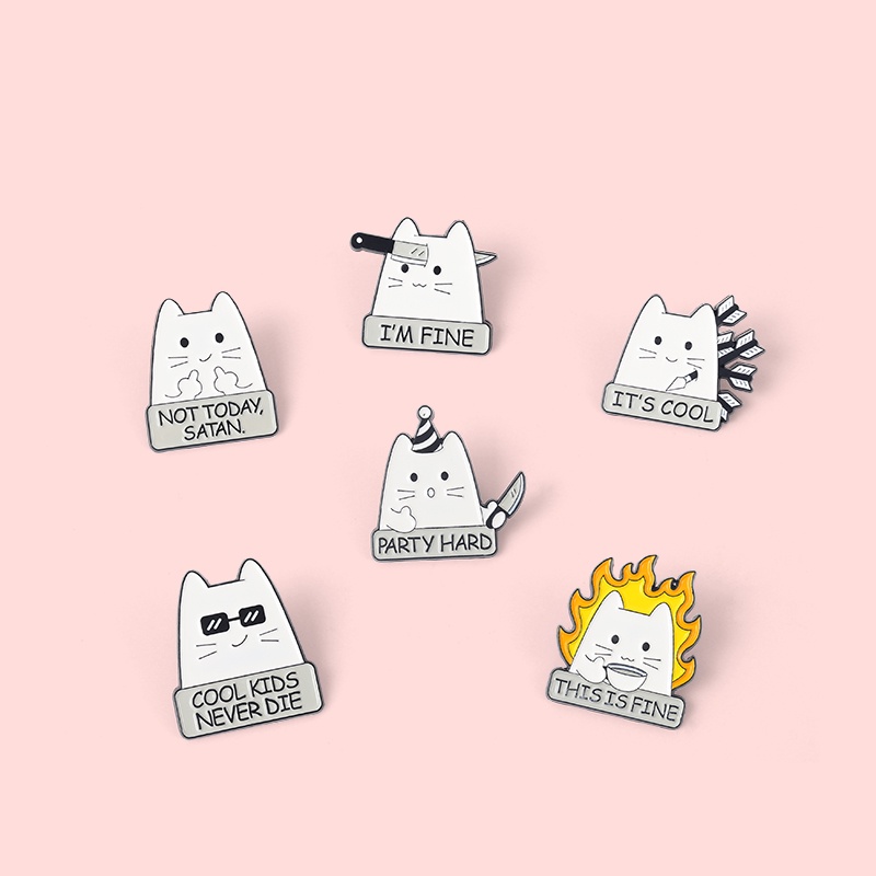 QIHEJEWELRYCute Cartoon Cat Badge Lapel Pin Gift Clothing Accessory for Friends