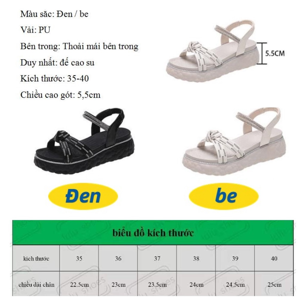 Xăng đan Đế Xuồng Dày 5.5cm Phong Cách Pháp Thời Trang Mùa Hè Hàng Mới Cho Nữ