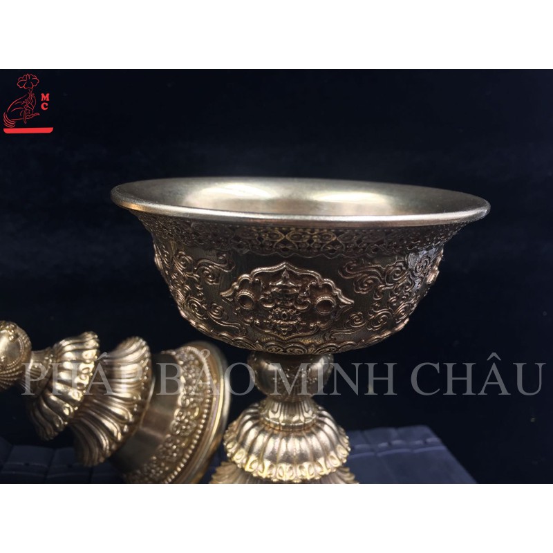 [PHÁP BẢO MINH CHÂU] Chén Đựng Nến Bơ 8 Cát Tường Đồng - CỠ TO, TRUNG