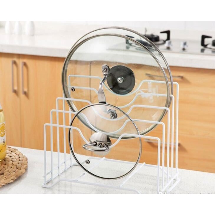 Kệ gác nắp nồi, dao thớt đồ dùng nhà bếp, kệ để đồ đa năng bằng thép không ghỉ