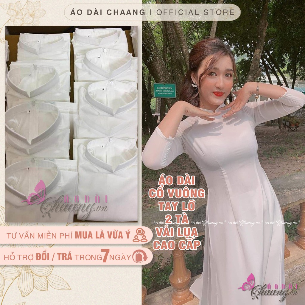 Áo dài trắng nữ học sinh đi học cấp 3 truyền thống may sẵn lụa Mỹ cao cấp thân dày dặn 2 lớp