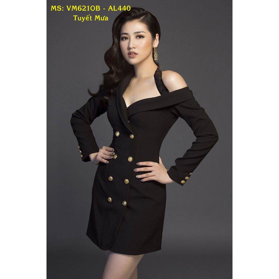Đầm Ôm Body Kiểu Vest Tay Dài Lệch Vai