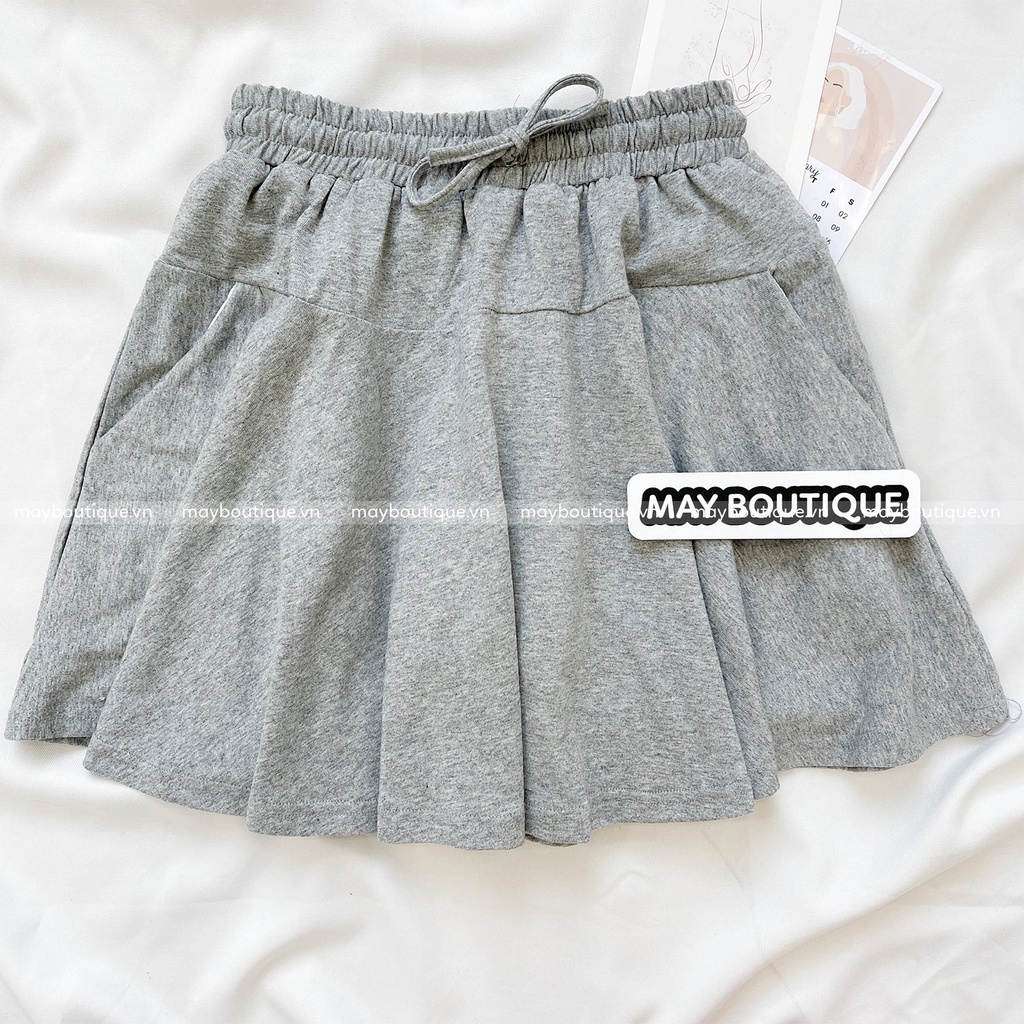 [HÀNG CÓ SẴN] Quần short thun xòe trơn May Boutique cạp chun cotton mịn mát co giãn SGV21H_107.014