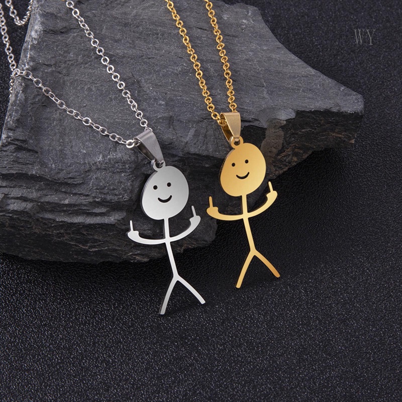 Vòng cổ Bằng Thép Không Gỉ Họa Tiết Doodle Vui Nhộn Dễ Phối Đồ