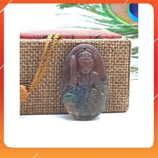 Văn thù bồ tát màu đỏ 37x24mm mặt đá
