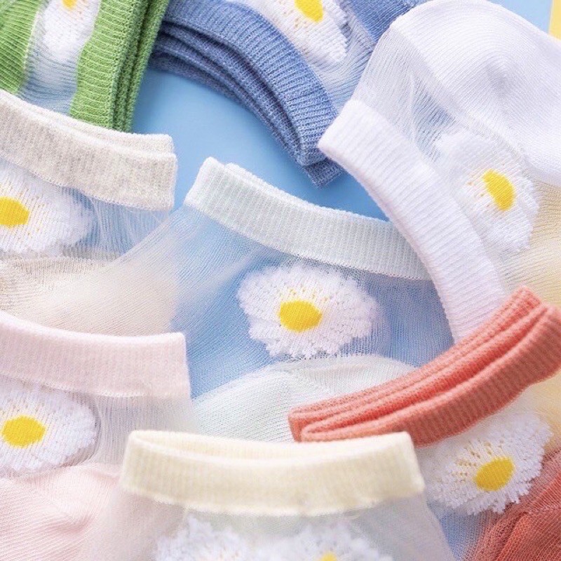 🧦Vớ lưới nữ cổ ngắn Hoa Cúc Siêu Hot ( kèm túi Zip )