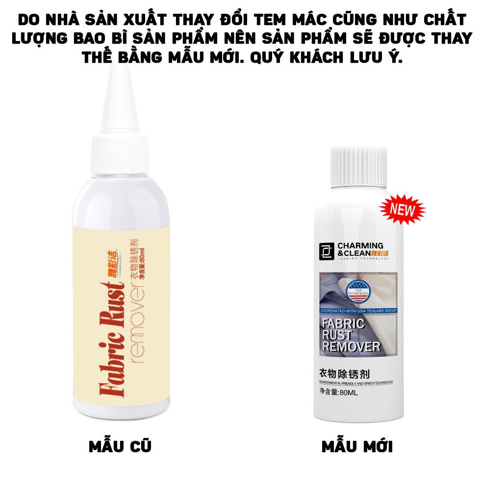 Dung Dịch Tẩy Vết Rỉ Sét Nhanh Chóng Trên Vải, Quần Áo Cao Cấp 80ml DOKEY99
