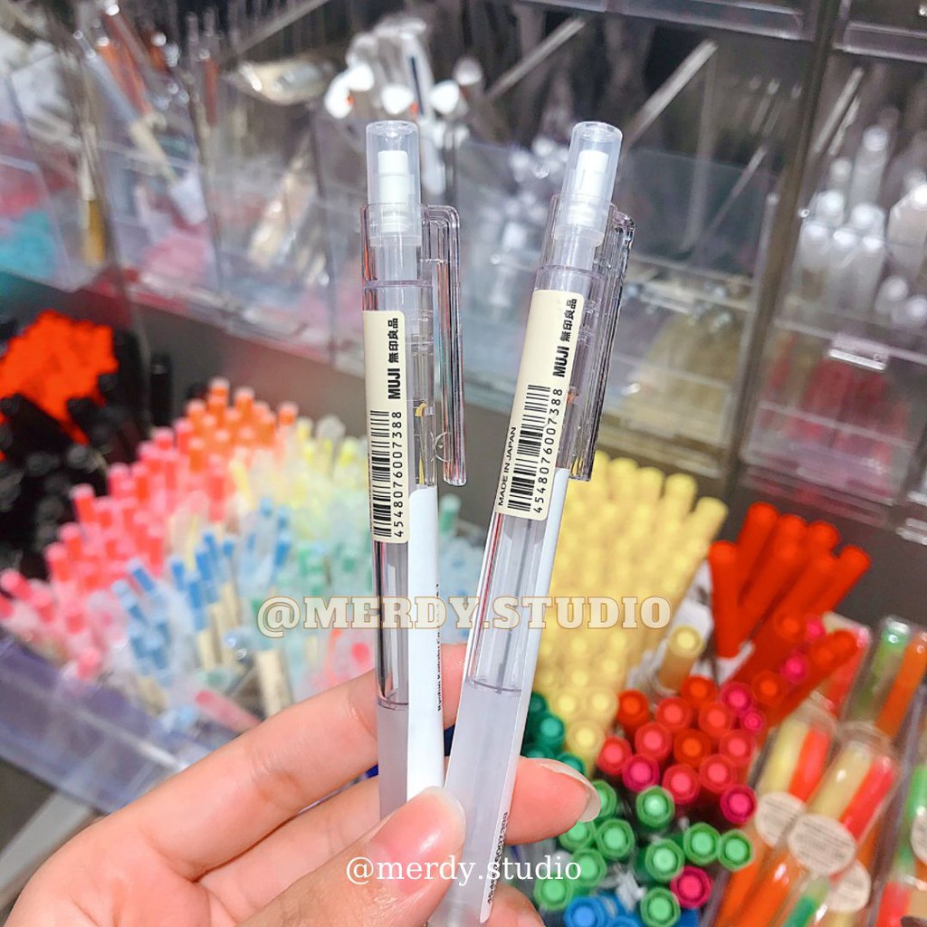 Bút chì bấm MUJI chính hãng trục Polycarbonate ngòi 0.5mm - ảnh thật, có bill