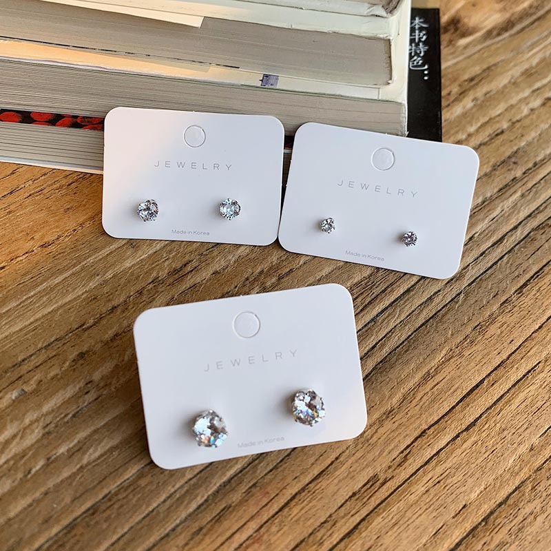 Bông Tai Đính Đá zircon Đơn Giản Phong Cách Hàn Quốc Cho Cặp Đôi