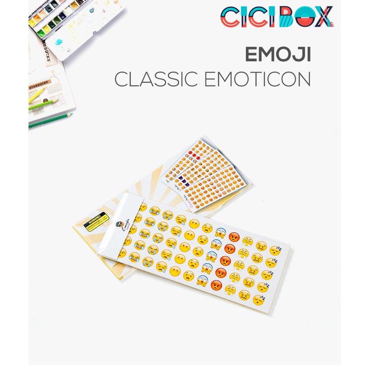 Combo 12 tấm Sticker Emoji dễ thương dán vở, đồ vật dụng, dán nhãn 1 tờ 55 icon CICIBOX