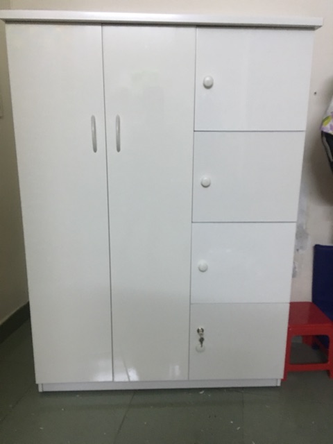 Tủ nhựa đài loan 2 cánh lớn 4 cánh nhỏ 105x145 trắng