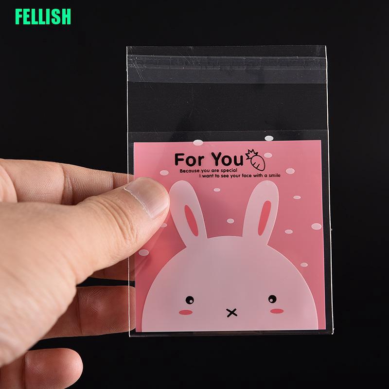 Set 100 Túi Nhựa Đựng Bánh Kẹo In Hình Thỏ Dễ Thương
