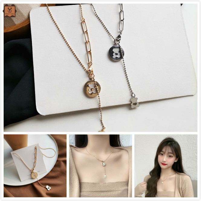 Vòng Cổ Kim Loại Mặt Hình Gấu Xinh Xắn Cho Nữ