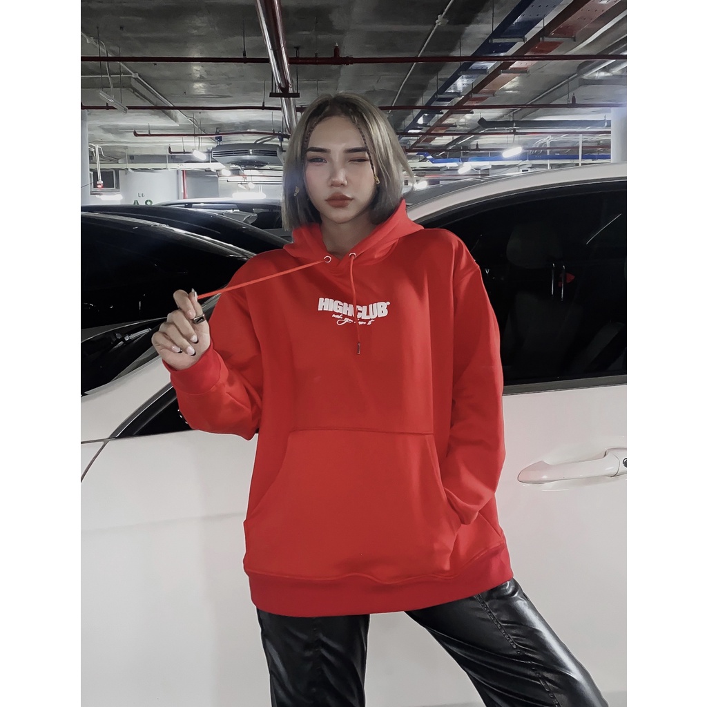 Áo Hoodie BASIC Mũ Trùm Đỏ Nỉ Cotton - HIGHCLUB Brand Chính Hãng