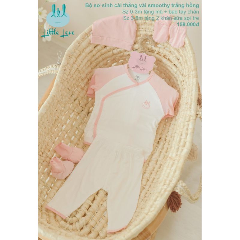 LIL. Set sơ sinh dài tay vải mát smoothy cài lệch/ chéo siêu mềm mại