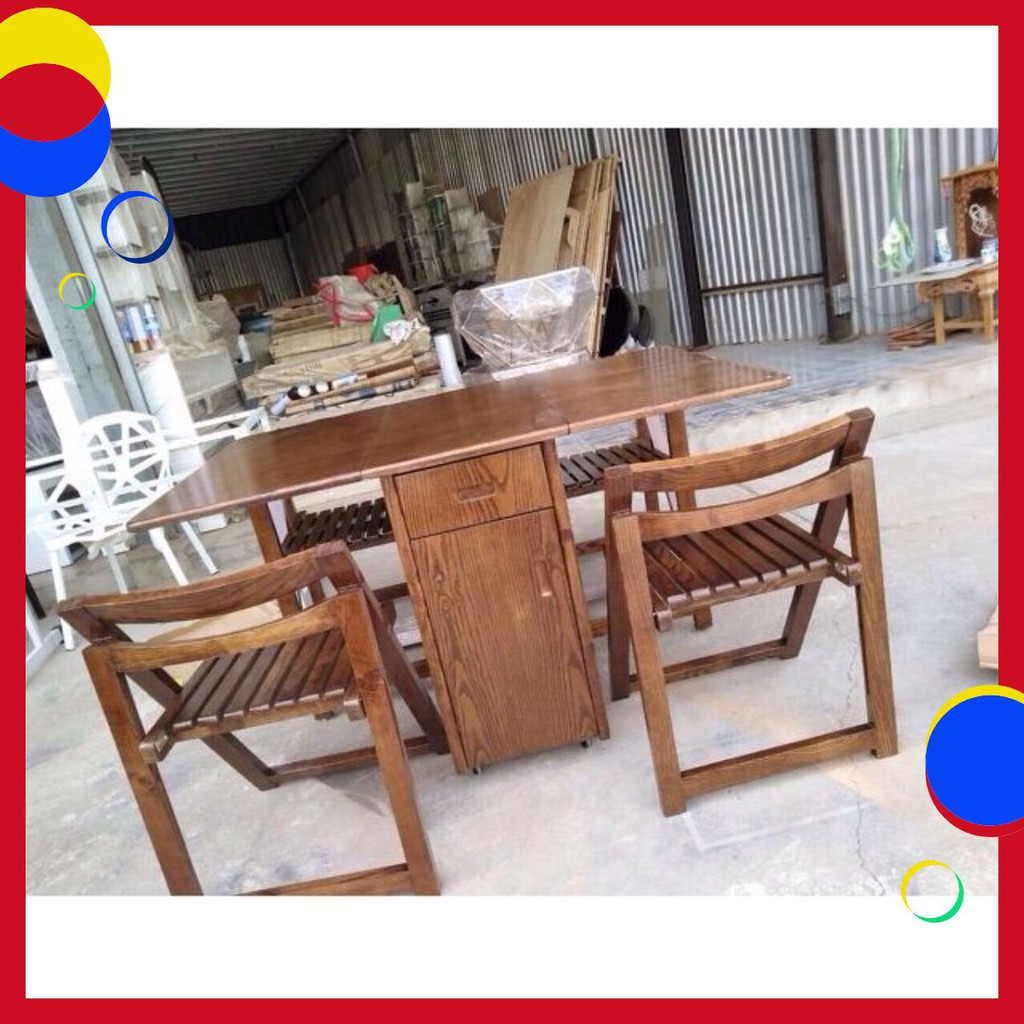 Bộ bàn ăn thông minh 4 ghế Gỗ Sồi Nga 100% ko pha gỗ tạp | BigBuy360 - bigbuy360.vn