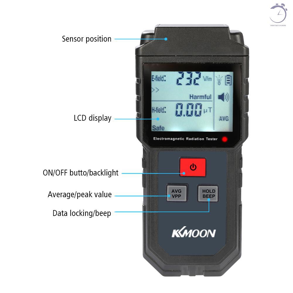 Máy đo bức xạ điện từ trường cầm tay KKmoon Máy đo bức xạ điện từ trường với báo động âm thanh và ánh sáng♠