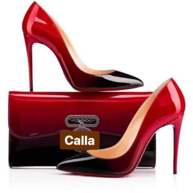 Giày cao gót louboutin đế đỏ màu đỏ đen 11p