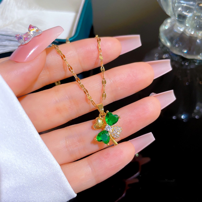 Dây Chuyền Thép Titan Nhẹ Đính Đá Zircon Hình Bông Hoa Sang Trọng