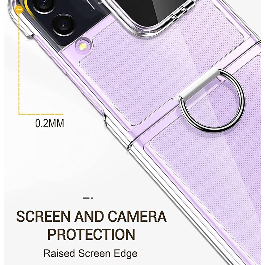 Ốp lưng chống sốc trong suốt kèm iring ikgus Cover Ring cho Samsung Galaxy Z Flip 4 / Z Flip 3 Flip 5
