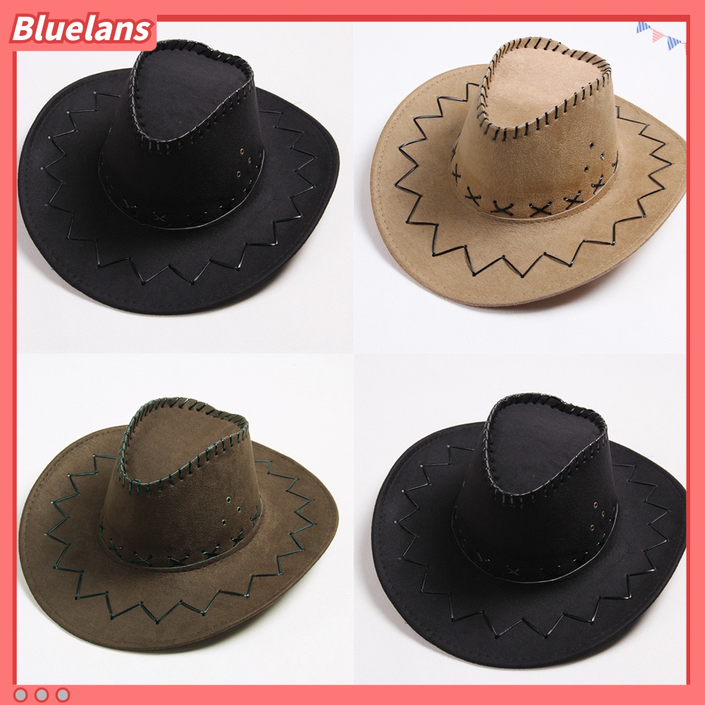 Mũ cao bồi Bluelans vành rộng màu trơn thời trang cá tính cho nam và nữ