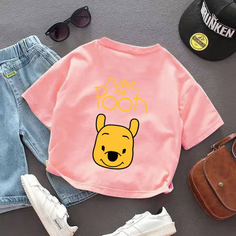 Áo thun bé gái CON XINH cotton hình Gấu Pooh, áo thun trẻ em từ 3 đến 8 tuổi