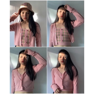 Combo 2 áo Candy Plaid (caro hồng) by Natthy Style