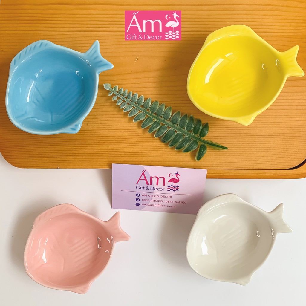 Bát Sứ Ăn Dặm Cho Bé Hình Cá Kiểu Nhật Dung Tích 50ml Ấm Baby Đựng Nước Chấm Dashi Ấm Gift Decor